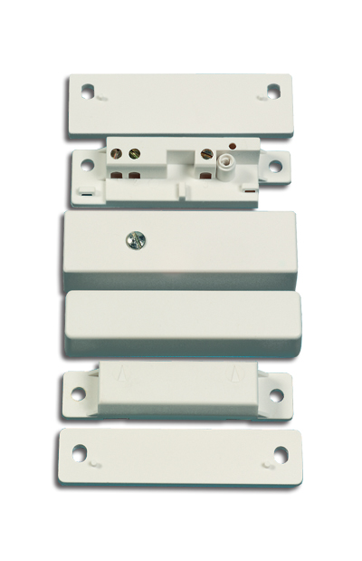 01580 Magneetcontact opbouw, wit kunststof, vijsaansluiting, NG,tamper