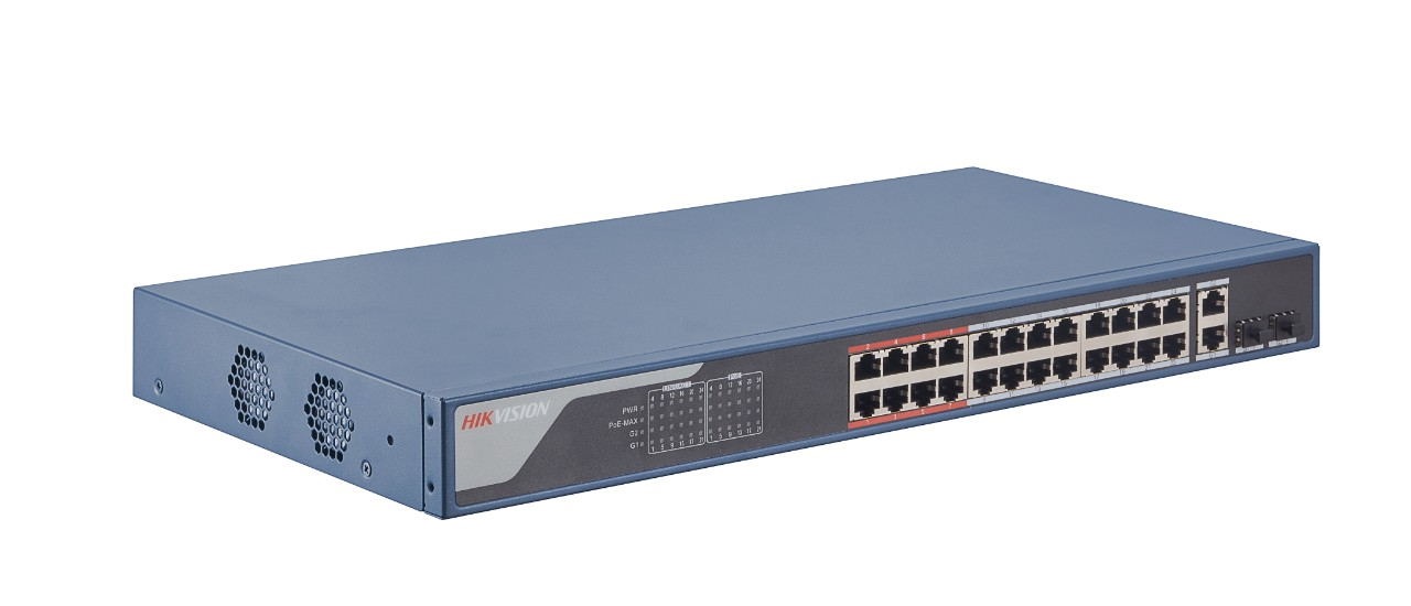 20000734 Hikvision Switch 26-ports, 24x PoE, fonction extend