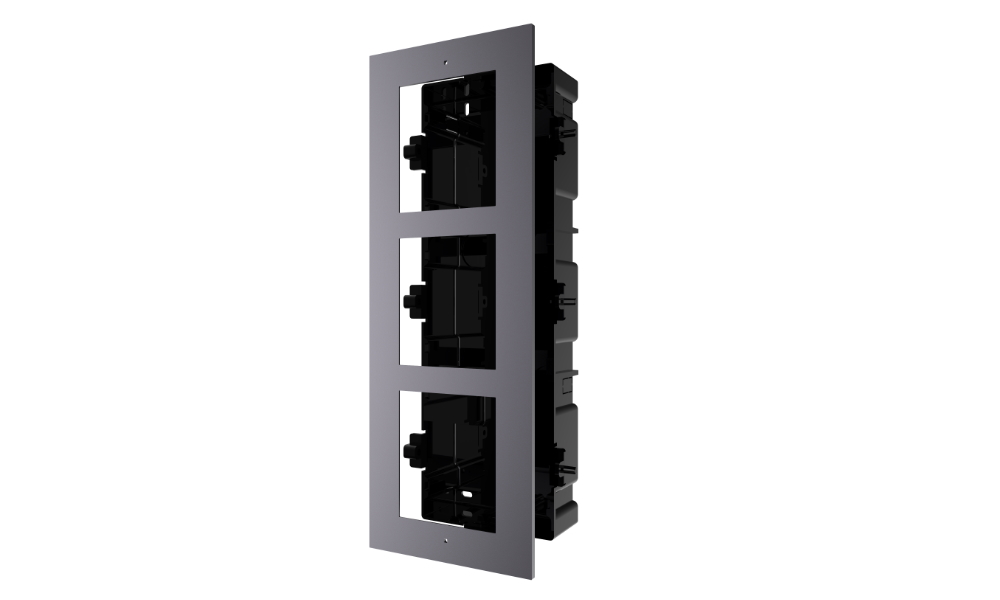 20000782 Cadre + frame encastrer 3 modules Hikvision, acier inoxydable