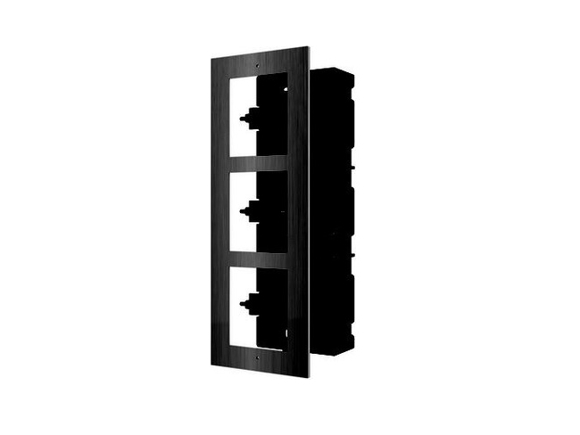 20001155 Cadre + frame encastrer 3 modules Hikvision, en aluminium, noir