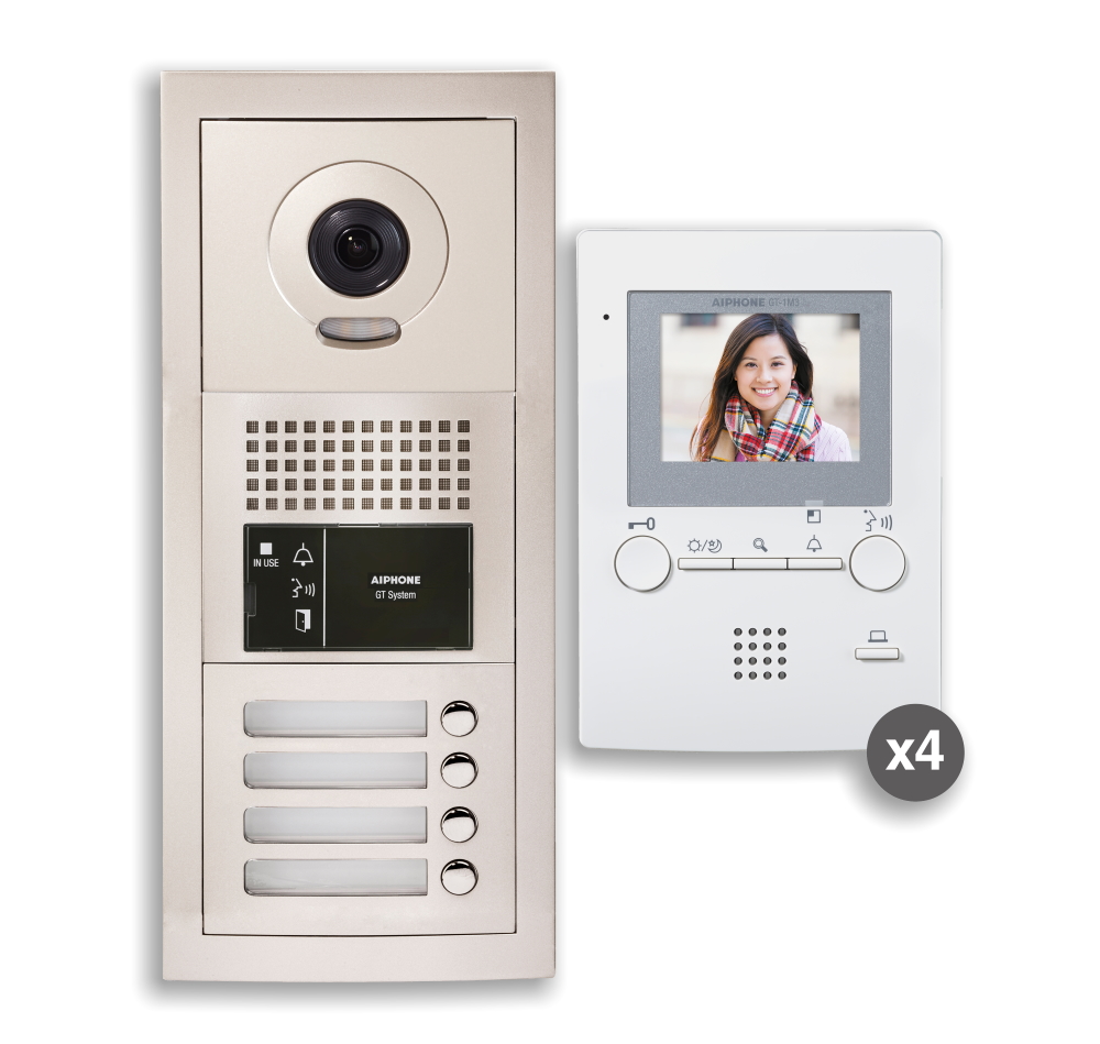 40020122 Kit Videophonie pour 4 appartements, préprogrammé